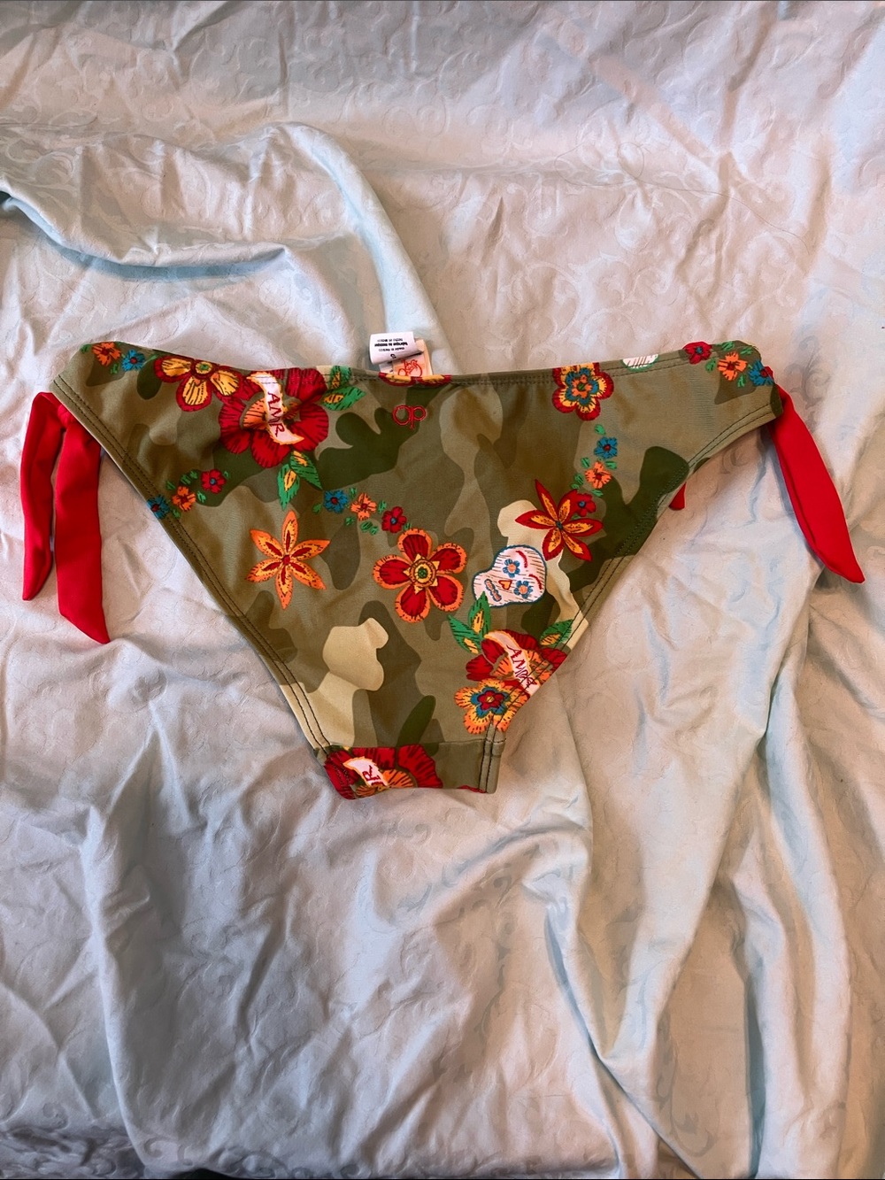 OP Ocean Pacific Floral Swimwear with Red and Green Accents - Picture 5 of 8